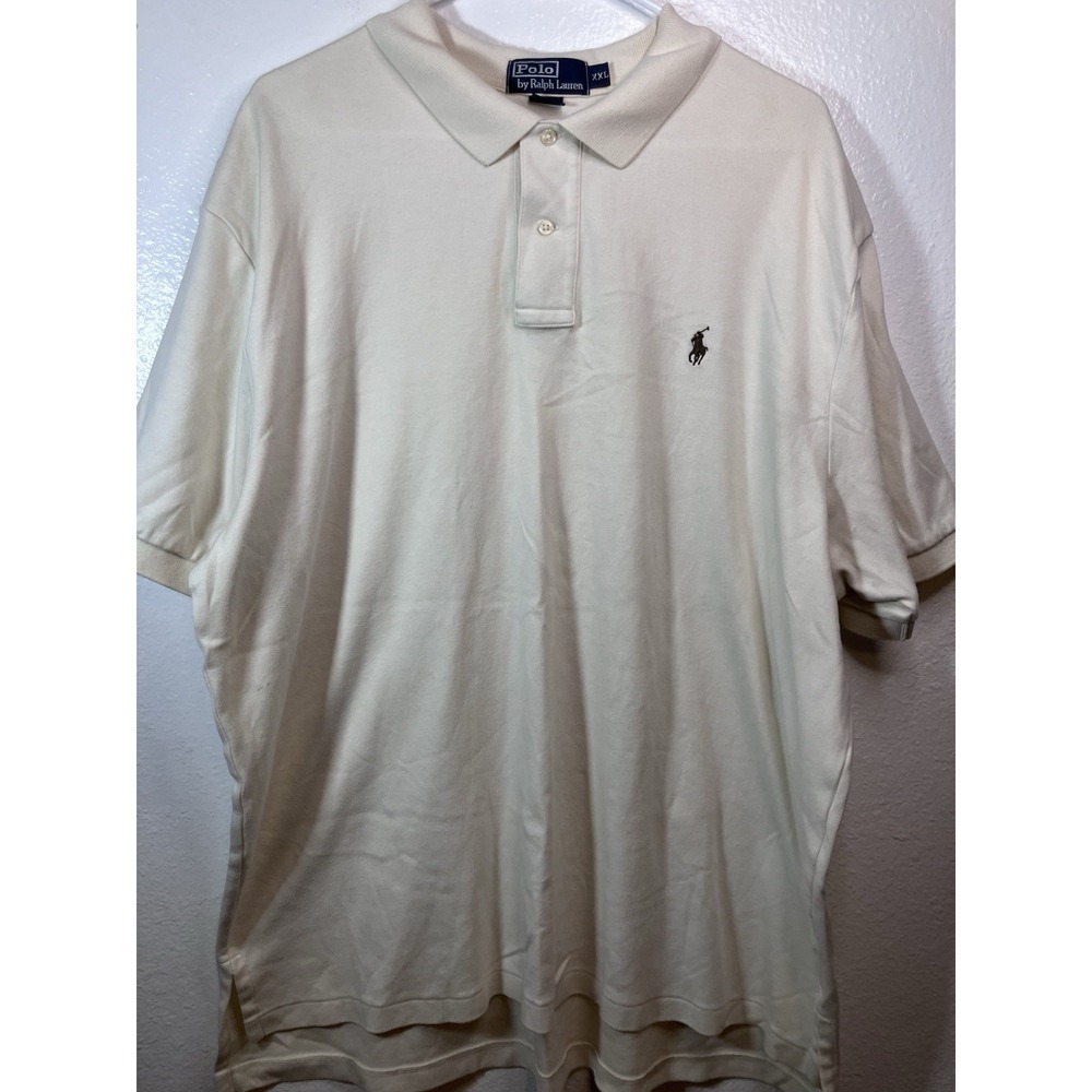 VTG Polo By Ralph Lauren Polo‎ Shirt Mens XXL Cream 100% Cotton Classic Preppy